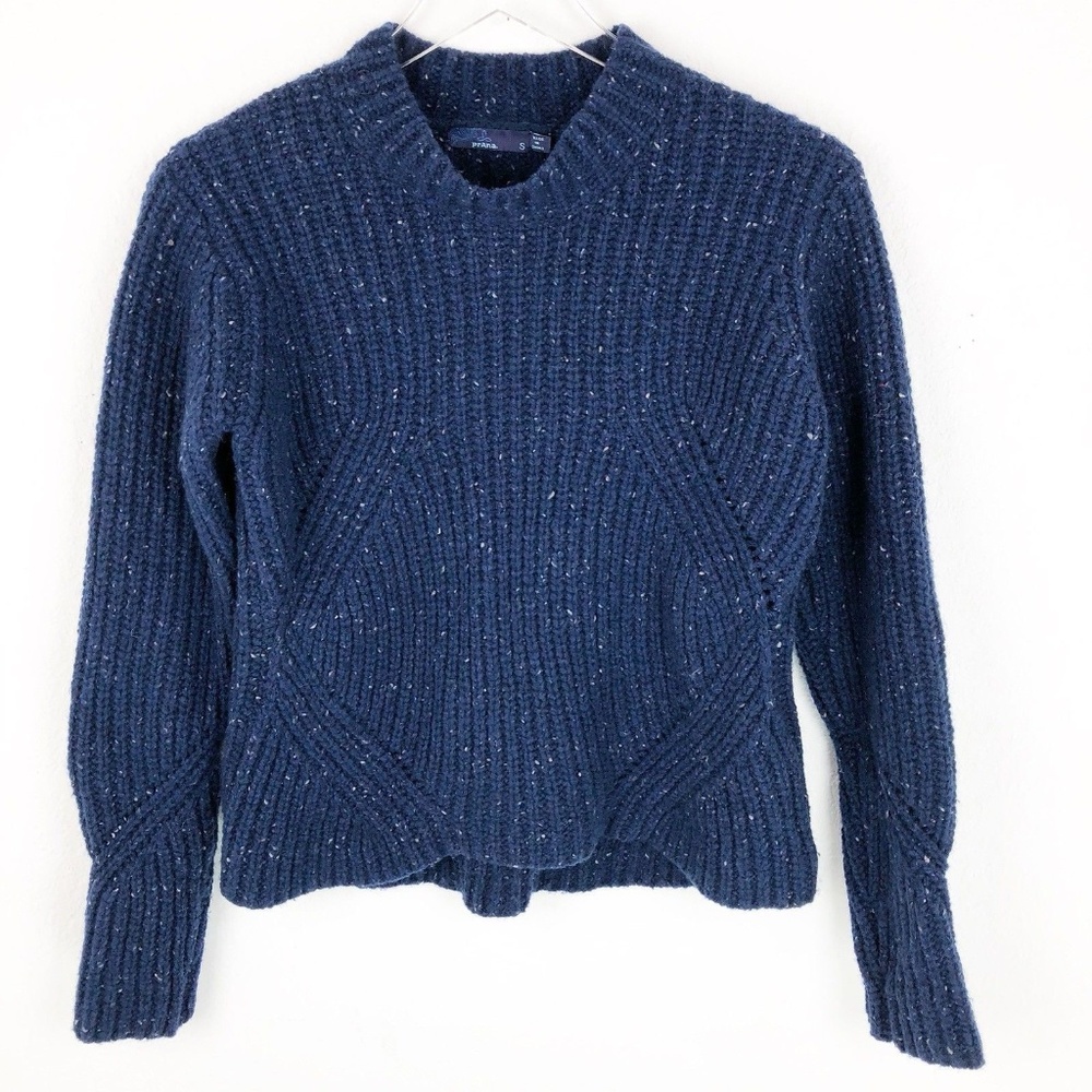 Prana Womens Sweater Size S Small Blue Knit Lamb W